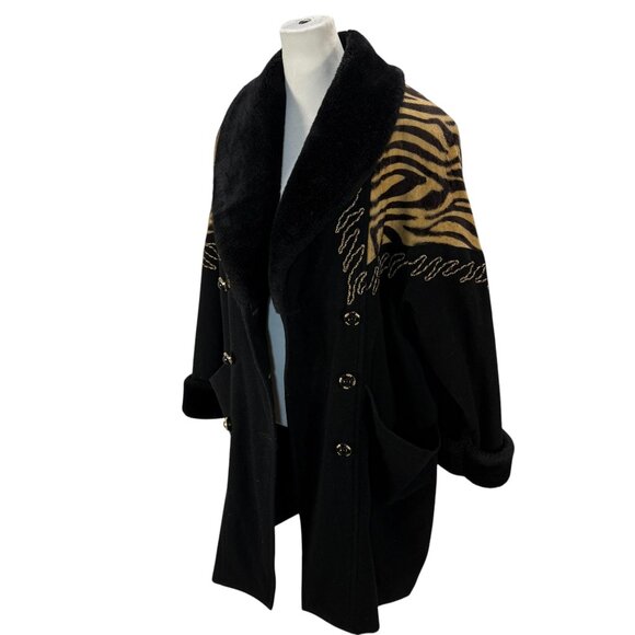 Vintage Zebra oversized faux fur Collar statement Coat/Jacket - Picture 5 of 10
